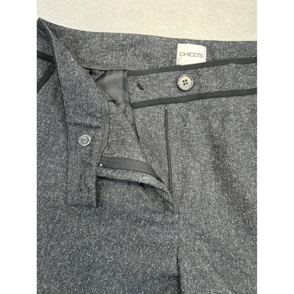 Chico's Dress Pants Women 1.5 Gray Wide Leg Marled Professional Trousers